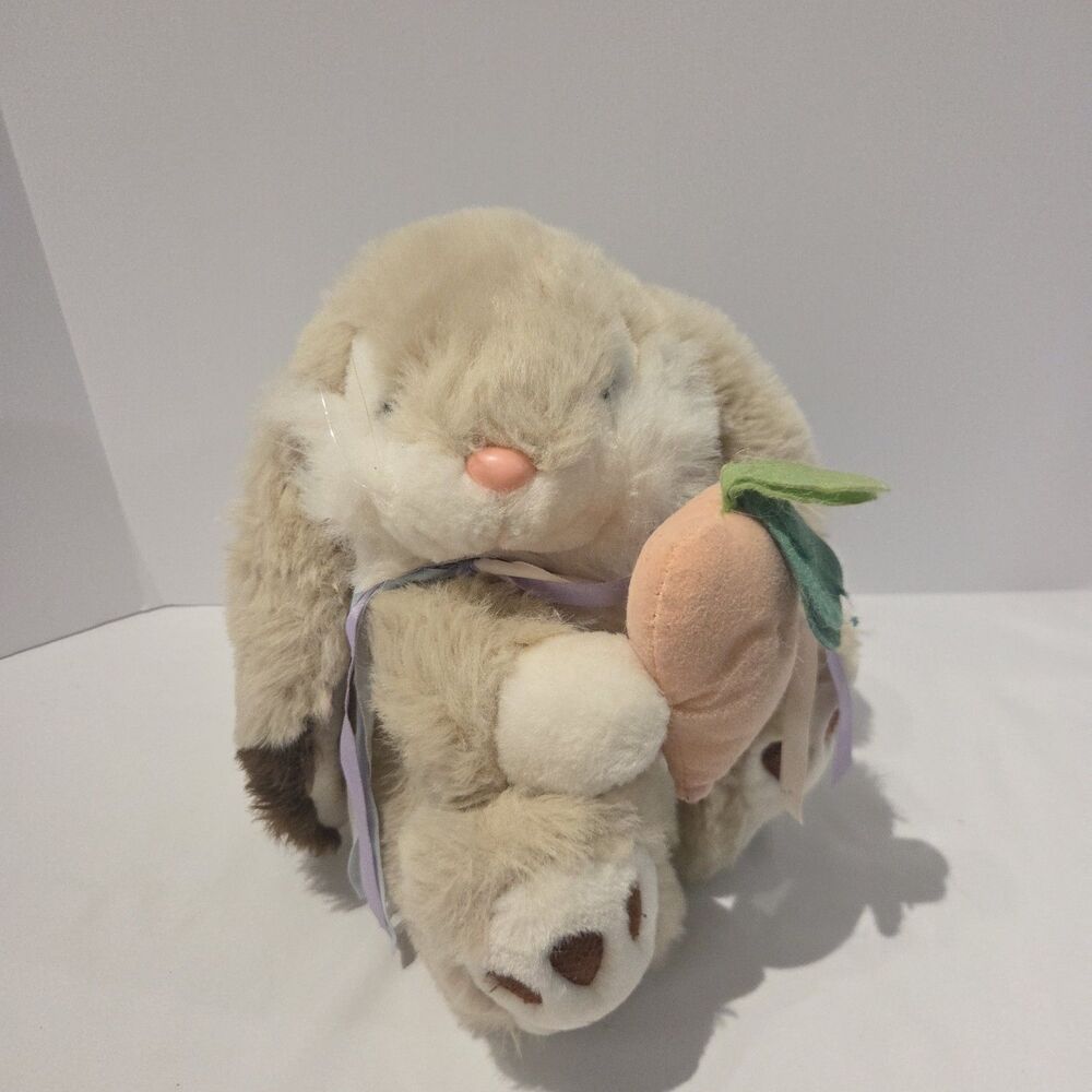 Vintage 1988 Chrisha Playful Plush Tan Brown Long Ear Bunny Rabbit 12" Easter